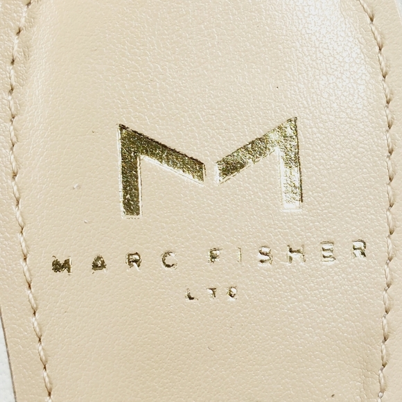 New Marc Fisher DAKINA White Leather SQUARE TOE SLIDE Sandals M946 - Picture 10 of 14